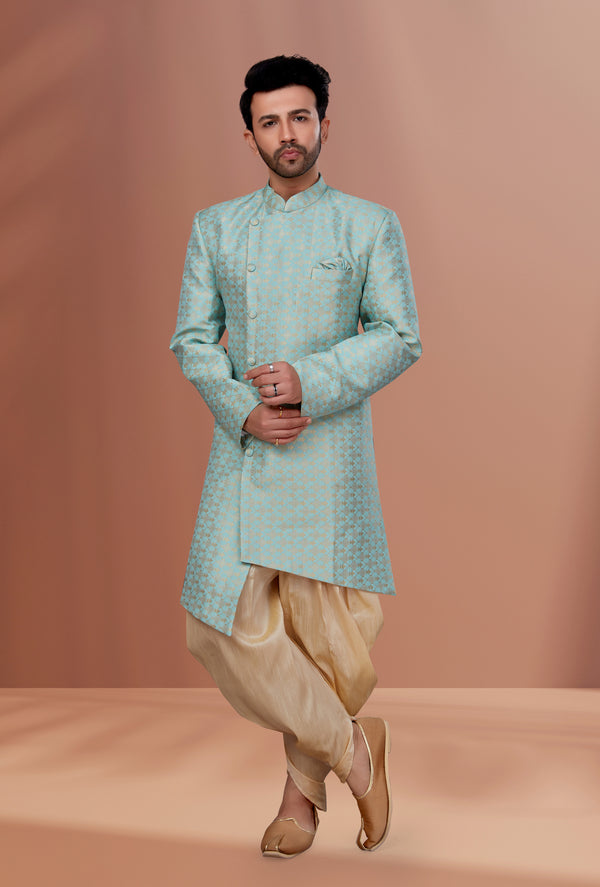 Angasudha Mint Majesty Brocade Sherwani Set