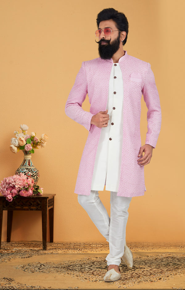 Angasudha Blush Bloom Embroidered Indo-Western Set