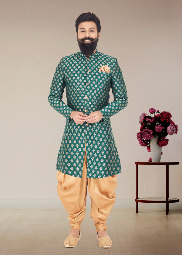 Angasudha Bottle Green Embroidered Indo Western Set with Dhoti Pants