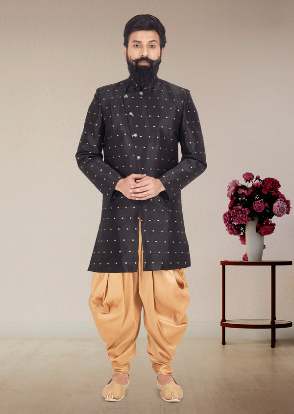 Angasudha Jet Black Polka Embroidered Indo Western Set with Dhoti Pants