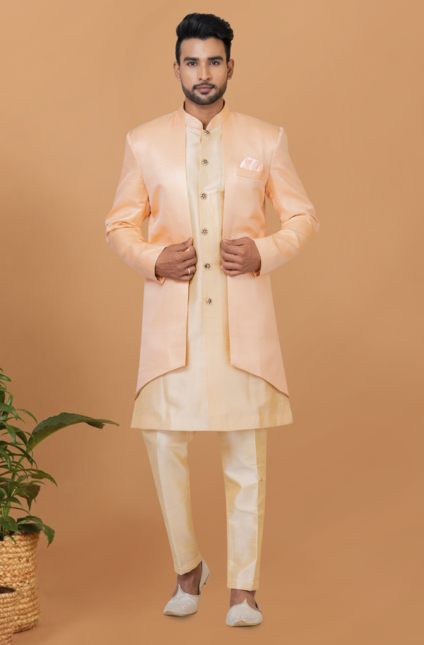 Angasudha Peach Elegance Indo Western Set