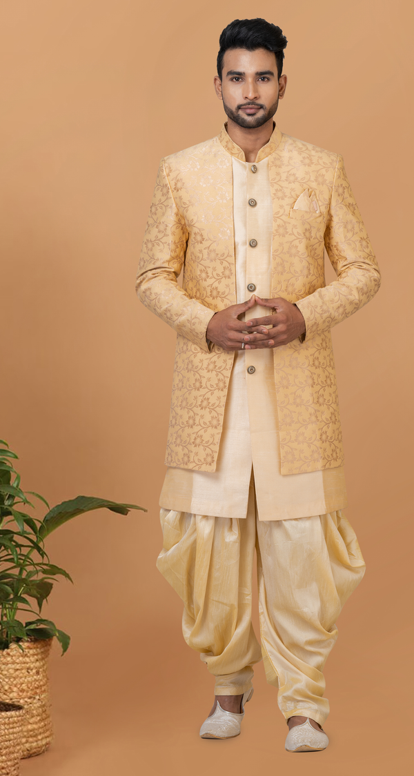 Angasudha Golden Bloom Banarasi Dhupion Indo Western Set