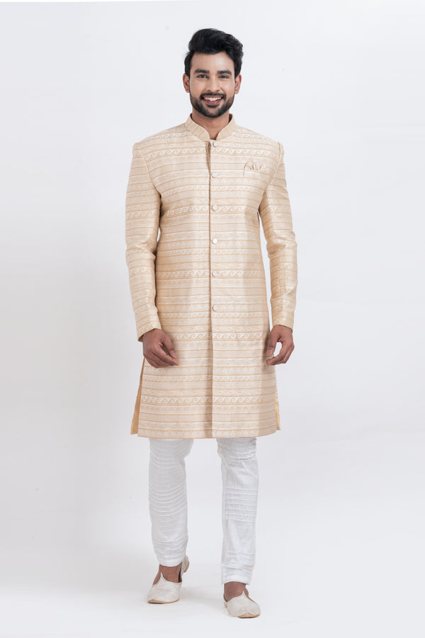 Angasudha Royal Pearl Beige Indo Western Set