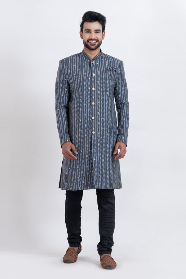 Angasudha Charcoal Regal Indo Western Set