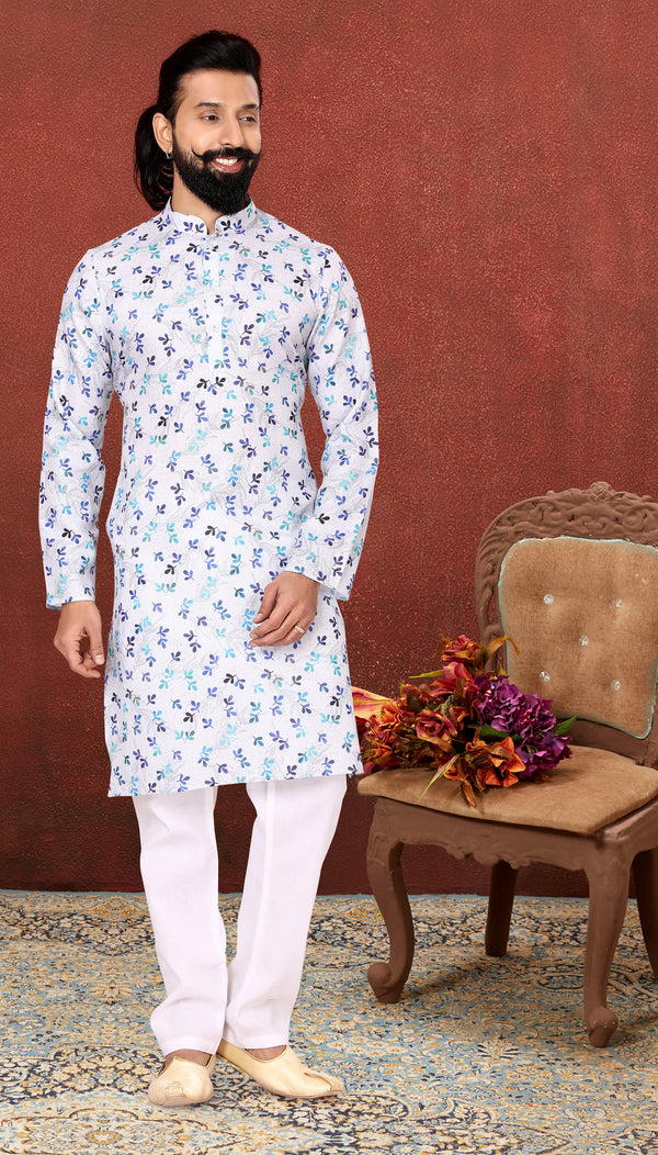 Angasudha Frost Bloom Cotton Kurta Set