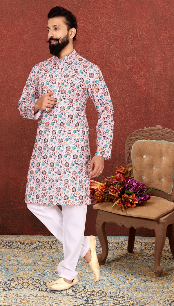 Angasudha Peach Garden Digital Kurta Set