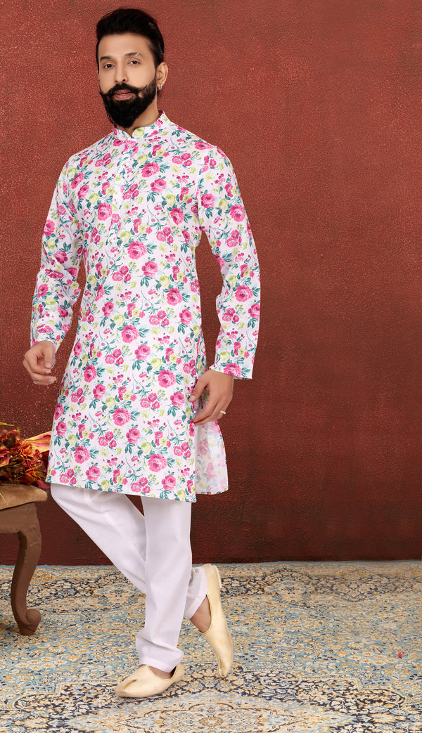 Angasudha Rosy Radiance Cotton Kurta Set
