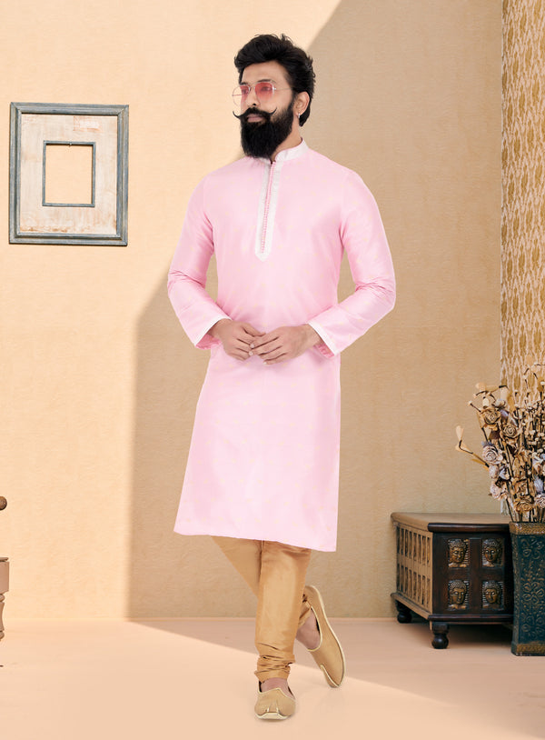 Angasudha Blush Elegance Pink Kurta Pyjama Set