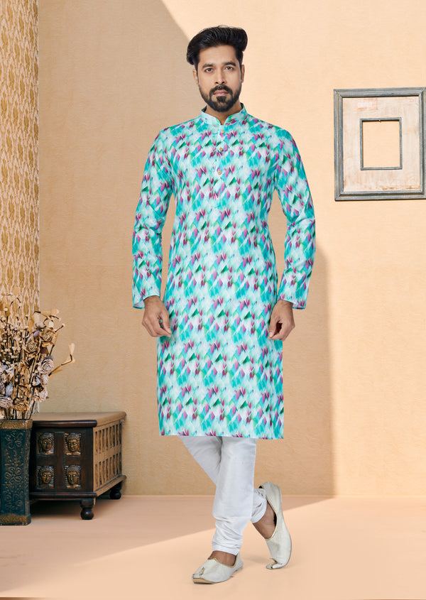 Angasudha Aqua Prism Digital Kurta Set