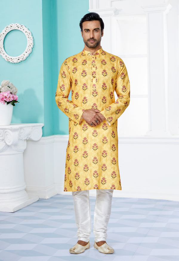 Angasudha Golden Marigold Banarasi Dhupion Kurta with Dupion Silk Pyjama