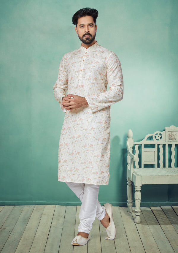 Angasudha Ivory Bloom Mono Kurta Set