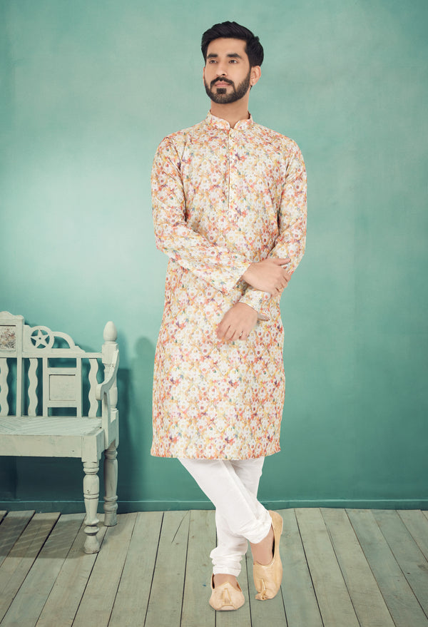 Angasudha Peach Blossom Printed Kurta Set