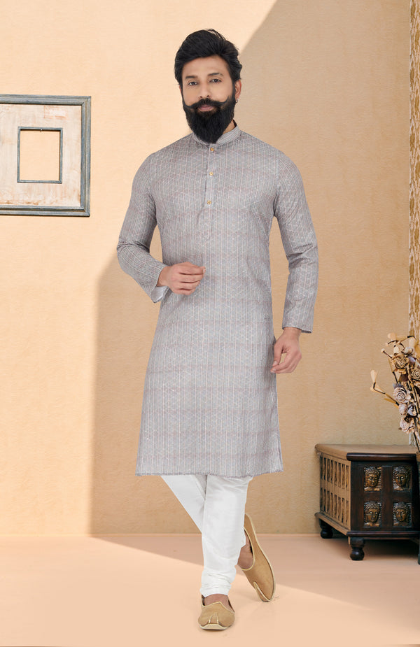 Angasudha Silver Streak Striped Kurta Set