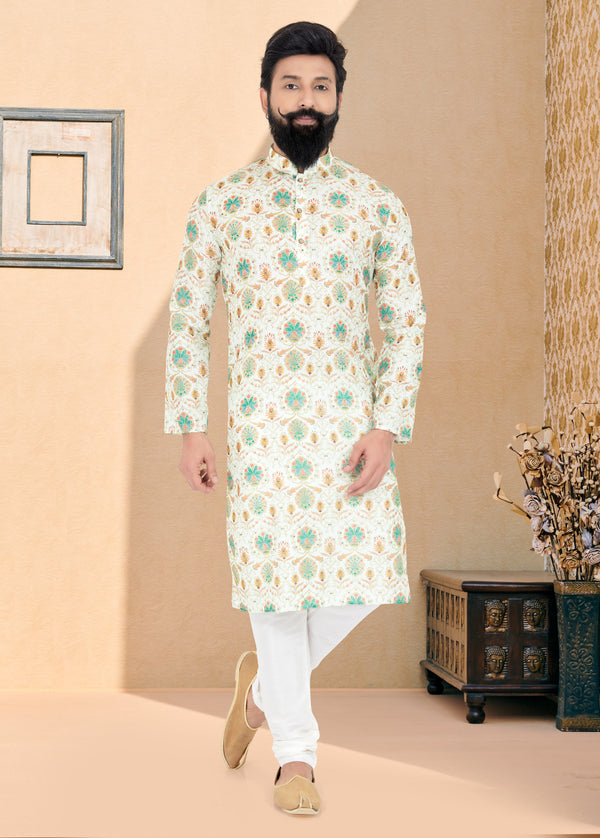 Angasudha Mughal Majesty Cream Kurta Set