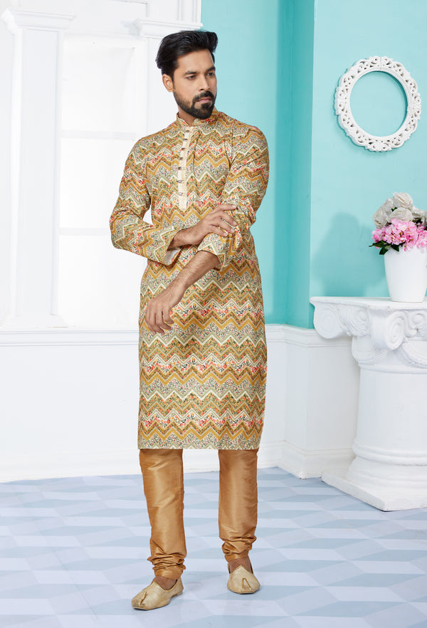 Angasudha Golden Wave Chevron Kurta Set