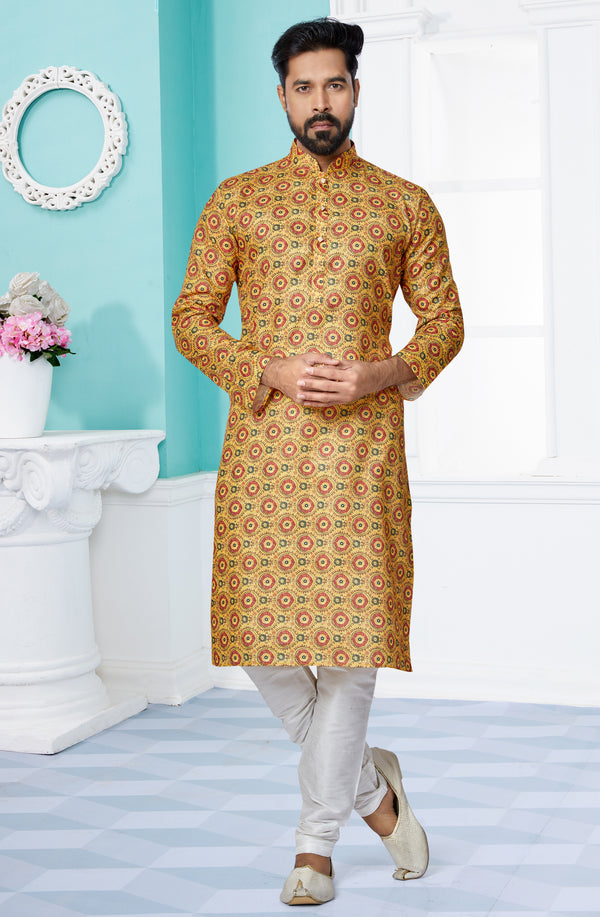 Angasudha Marigold Medallion Silk Kurta Set