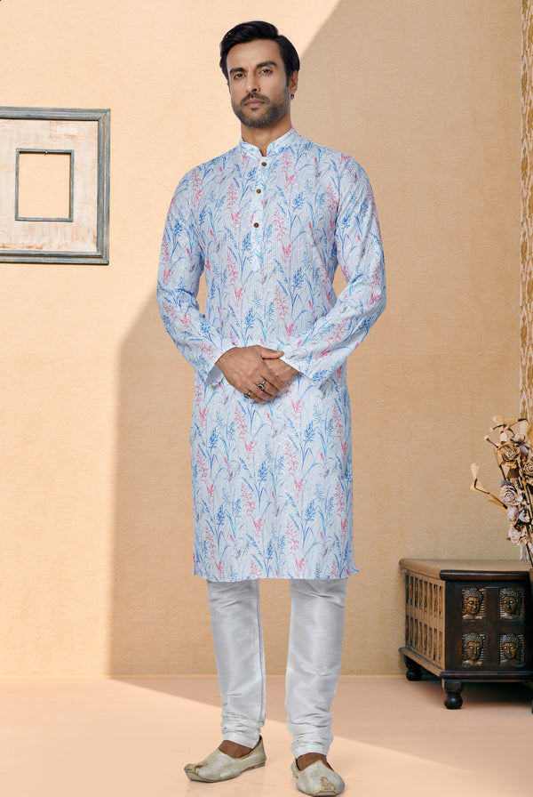 Angasudha Frosted Fern Sky Blue Kurta Set