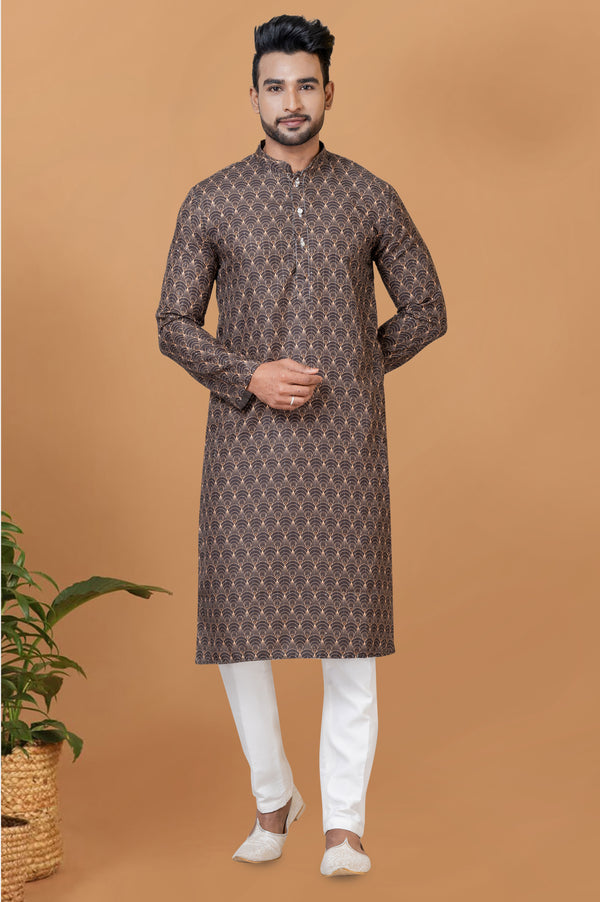 Angasudha Bronze Wave Digital Print Kurta Set