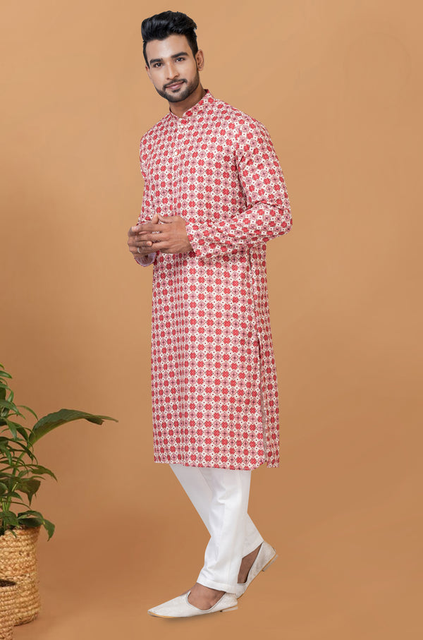 Angasudha Crimson Charm Digital Print Kurta Set