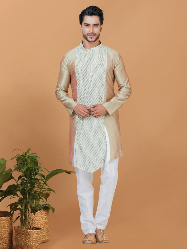 Angasudha Gold Glow Banarasi Dhupion Silk Kurta Pyjama Set