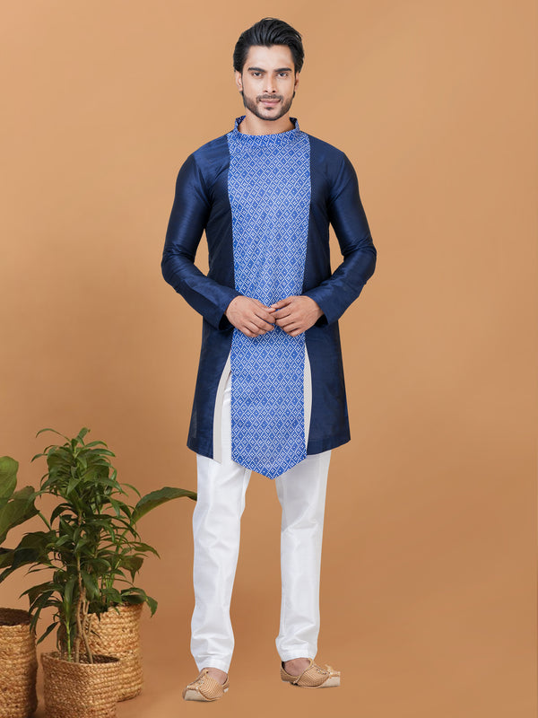 Angasudha Royal Blue Banarasi Dhupion Silk Kurta Pyjama Set