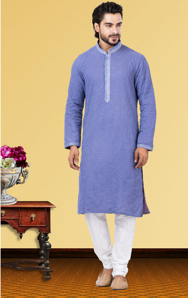 Angasudha Royal Lavender Georgette Kurta with Dupion Silk Pyjama