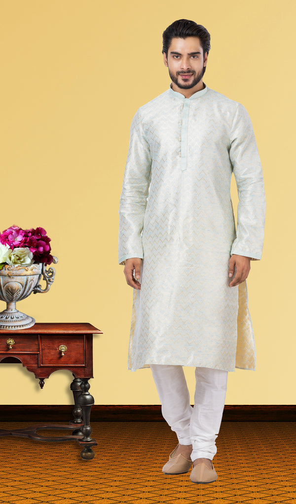 Angasudha Ivory Charm Linen Silk Kurta Set