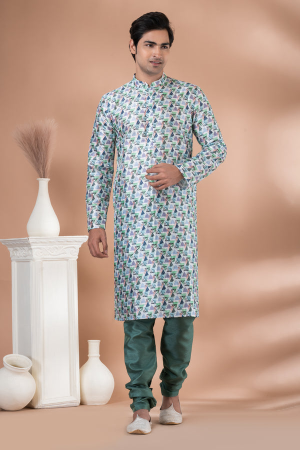 Angasudha Mint Mosaic Digital Print Kurta Set