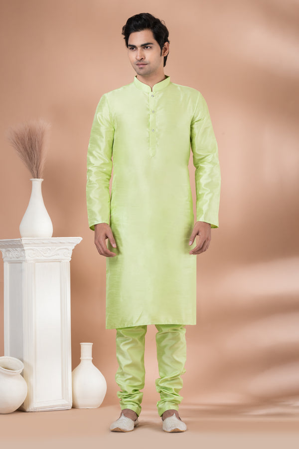 Angasudha Lime Glow Solid Kurta Set