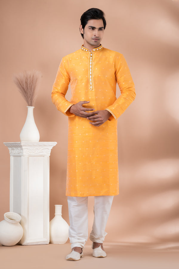 Angasudha Festive Glow Yellow Kurta Pyjama Set