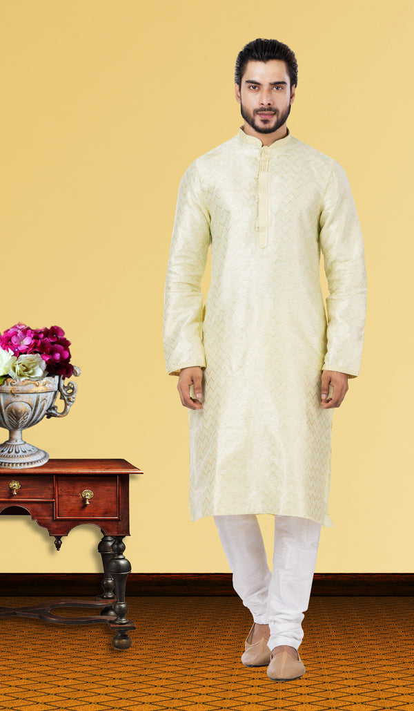 Angasudha Pistachio Pearl Linen Silk Kurta Set