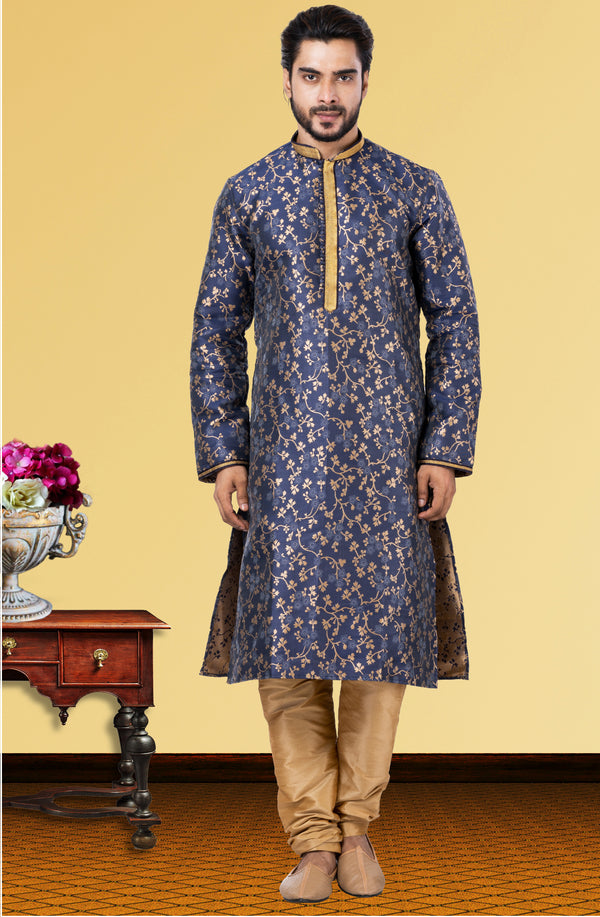 Angasudha Midnight Bloom Jacquard Kurta Set