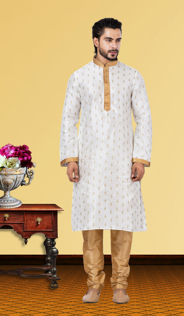 Angasudha Ivory Majesty Dupion Silk Kurta Set