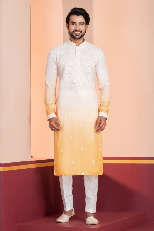 Angasudha Sequence Work Embroidered Silk Kurta with Trouser Pant