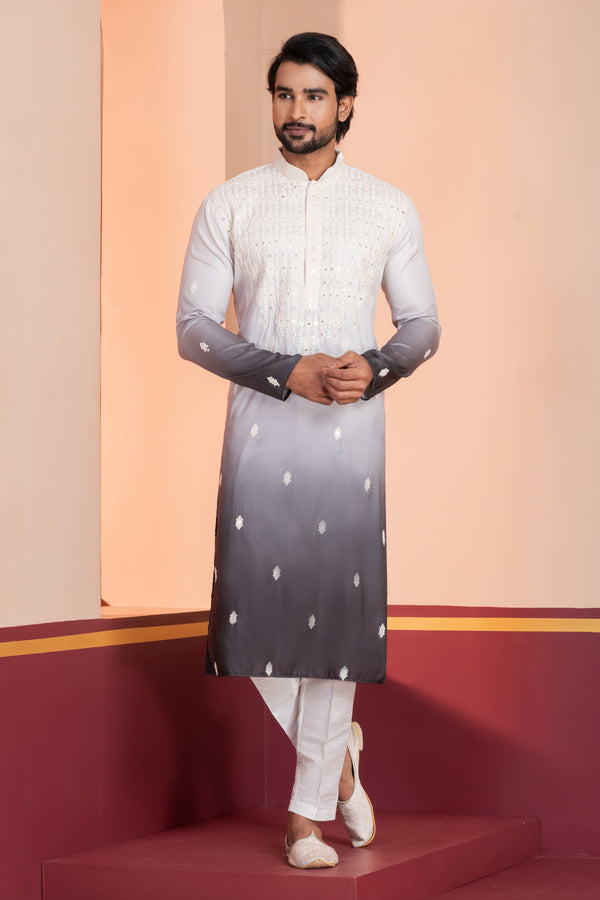 Angasudha Sequence Work Embroidered Silk Kurta with Trouser Pant
