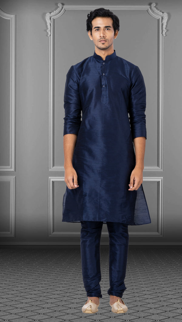 Angasudha Midnight Blue Dupion Silk Kurta Pyjama Set