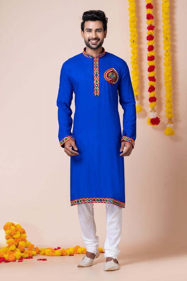 Angasudha Navratri Special Blue Kurta Pyjama Set