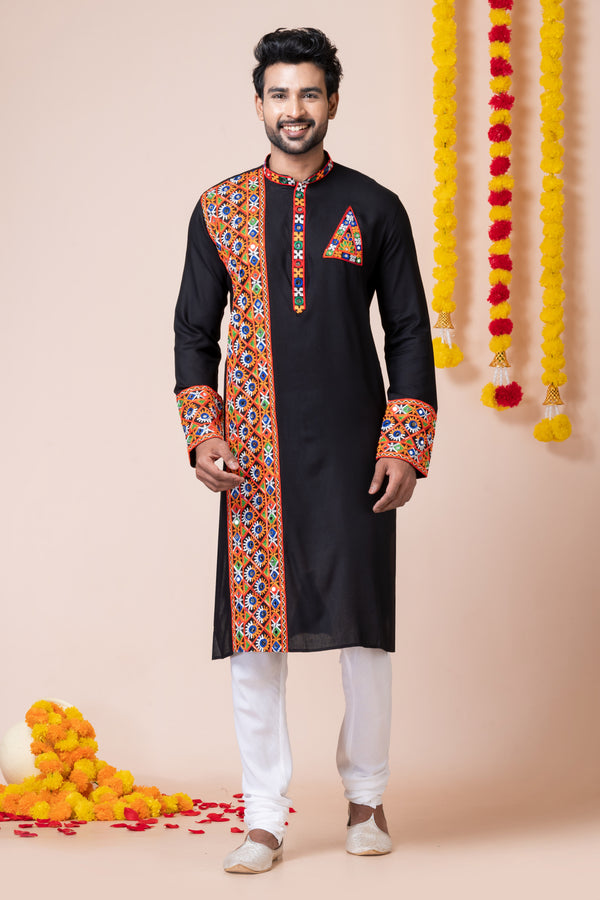 Angasudha Navratri Special Black Kurta Pyjama Set