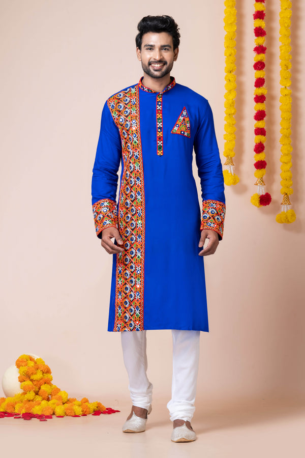 Angasudha Navratri Special Royal Blue Kurta Pyjama Set