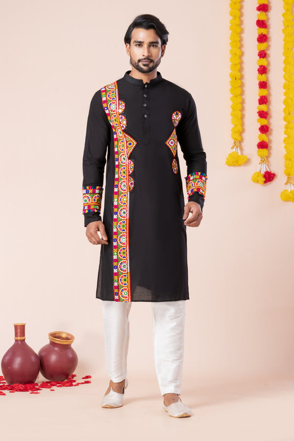 Angasudha Navratri Special Black Embroidered Kurta Pyjama Set