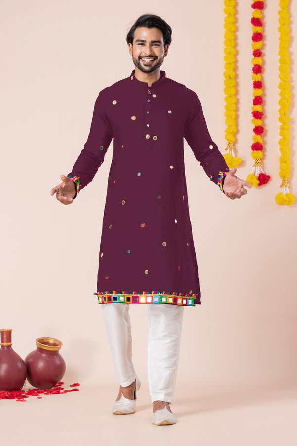 Angasudha Navratri Special Pink Kurta Pyjama Set