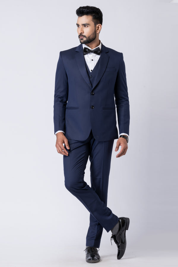 Angasudha Classic Navy Blue Tuxedo Suit Set