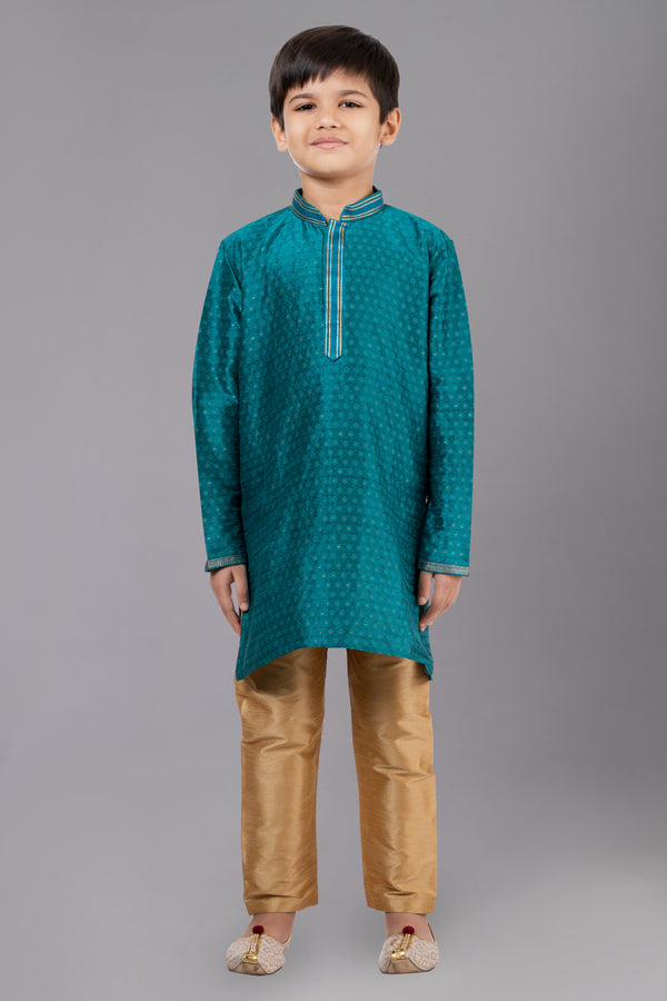 Angasudha Emerald Bloom Boys Kurta Pyjama Set