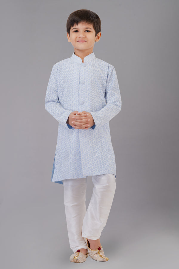 Angasudha ky Blue Printed Kurta Pajama Set for Boys