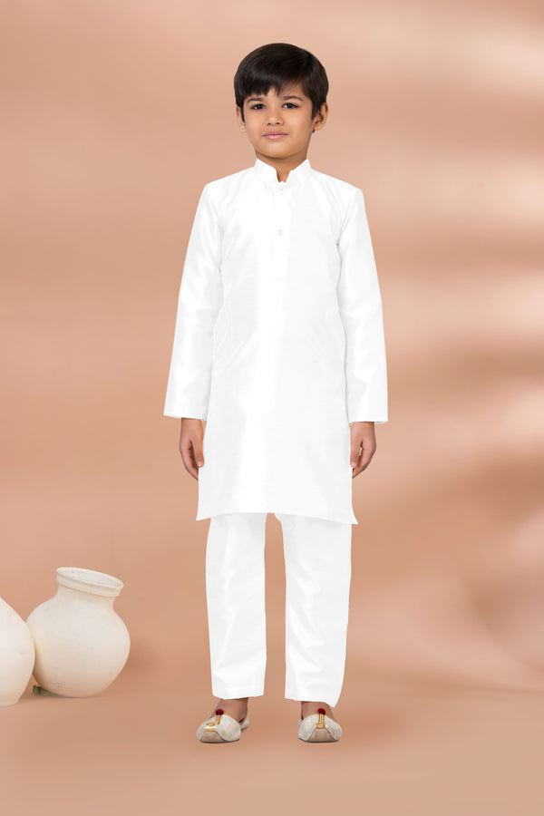 Angasudha Pure Grace Boys' White Kurta Pyjama Set