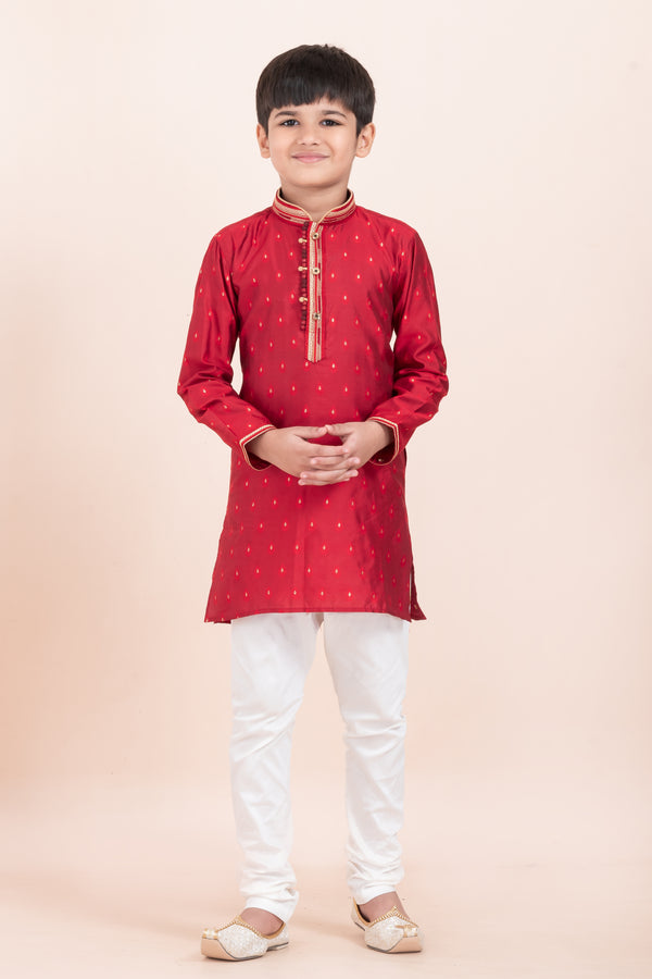 Angasudha Festive Red Embellished Kurta Set for Boys