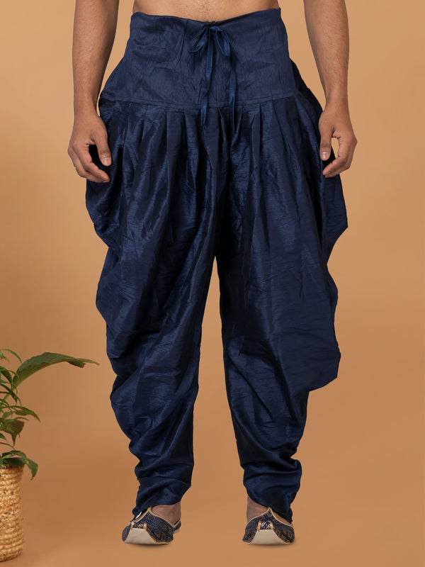 Angasudha Midnight Blue Pleated Dhoti Pant