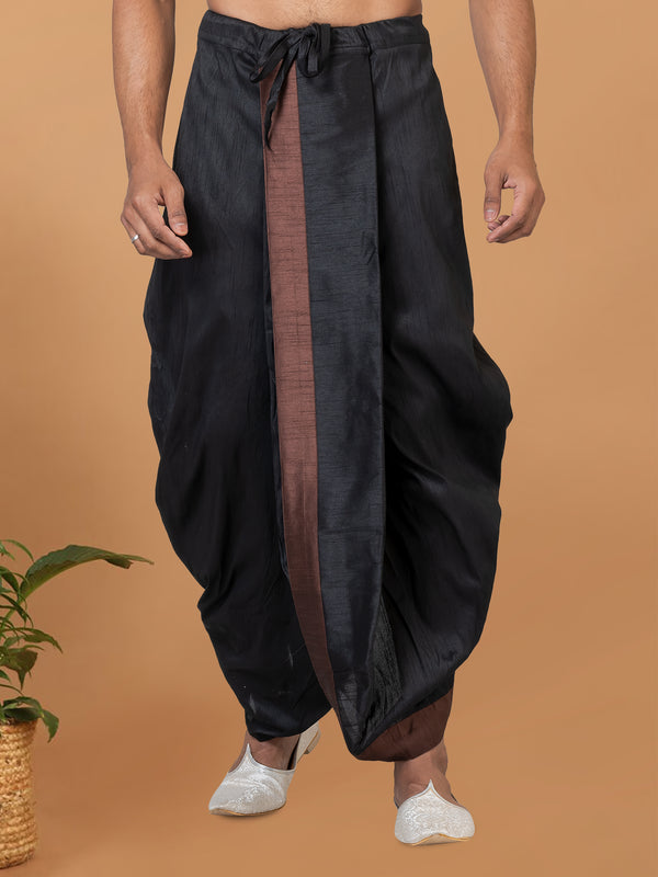 Angasudha Elegant Black Dhoti Pant with Brown Border
