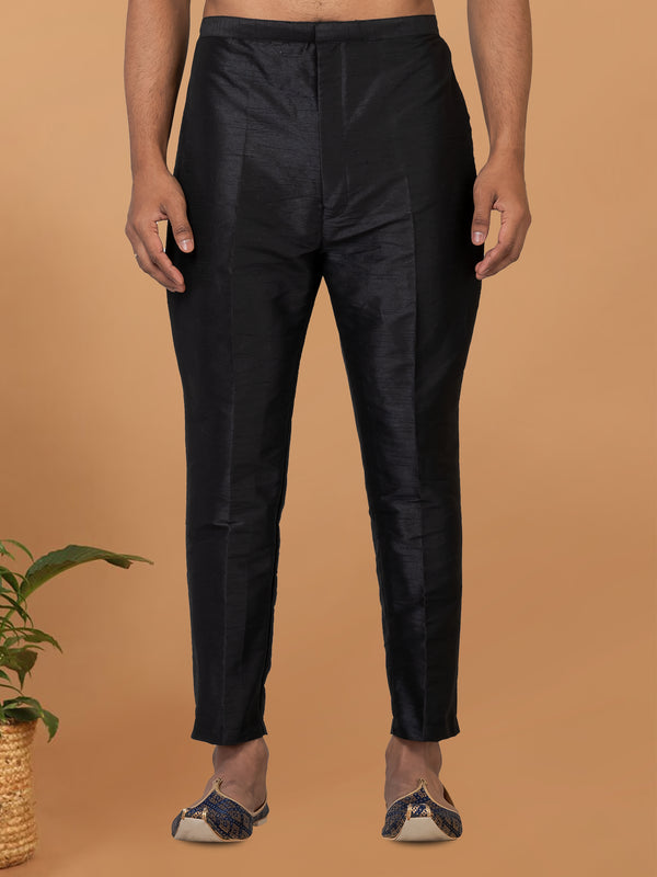 Angasudha Classic Black Art Silk Ethnic Trouser
